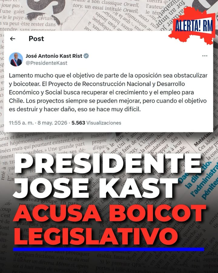 🚨El presidente José Antonio Kast lamentó que “parte de la oposi…