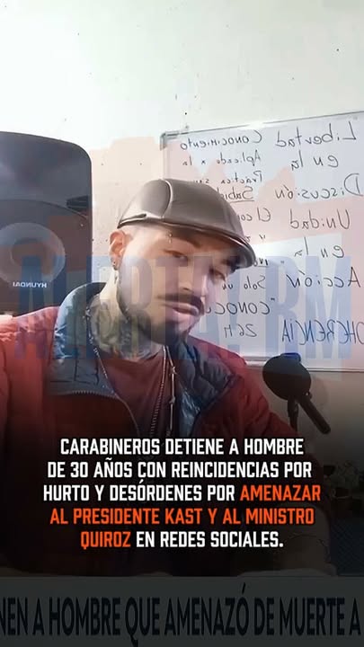 Carabineros detiene a hombre de 30 años por amenazar al Presidente Ka…